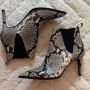 Zara Black and Gray Snakeskin Heeled Boots
